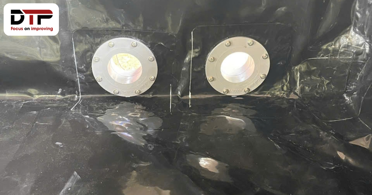 Mặt bích thoát nước lắp ở cạnh bể bạt HDPE